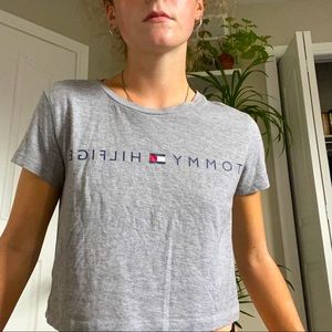 Tommy Hilfiger size xs cropped tshirt grey